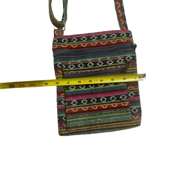 Handmade Multicolor Boho Crossbody Bag With Adjustable Strap & Front Pocket - Picture 5 of 8
